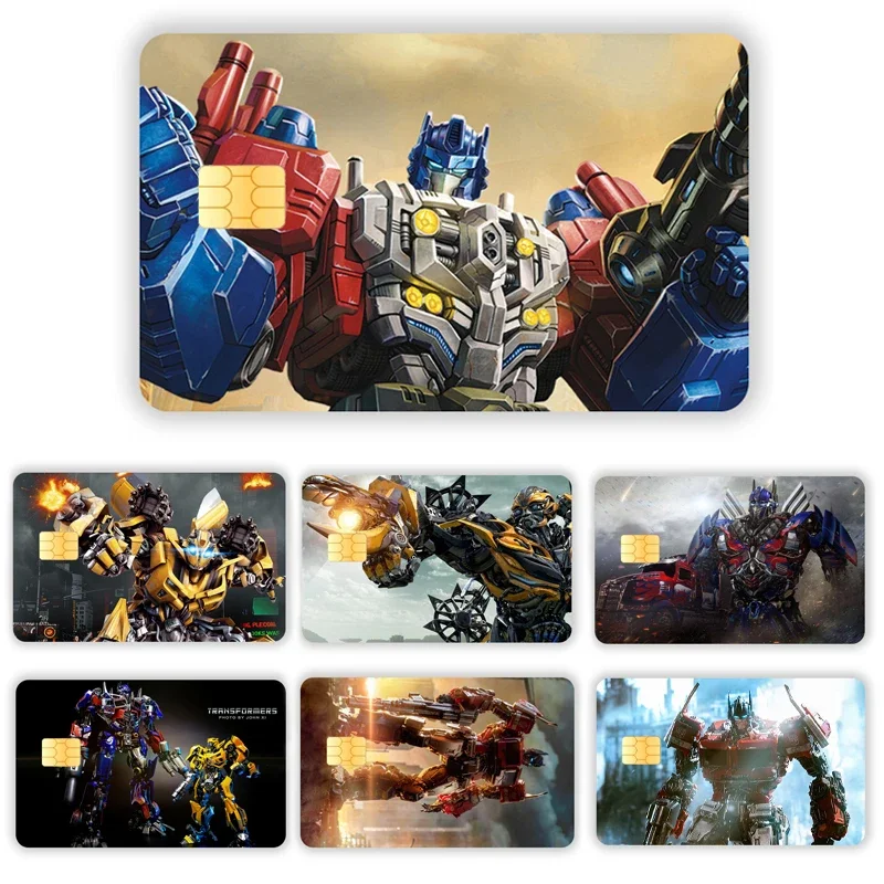 Transformers Cartoon Anime Credit Card Stickers Debit Bank Card Protective Film Cover Sticker Big and Small Chip Sticker