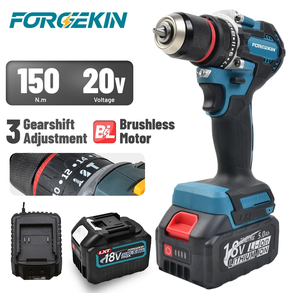 

FORGEKIN 10 мм 25 + 3 бесщеточная электрическая ударная дрель аккумуляторная дрель электрическая отвертка электроинструмент для Makita 18 В аккумуляторный штифт