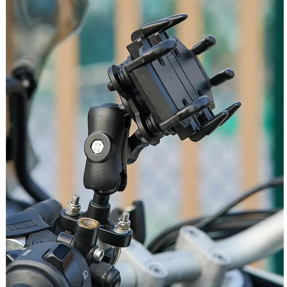 Motorcycle Phone Holder Shock Absorber Bike Handlebar Rearview Mirror Mount GPS Clip for 4.7-7.1 inch Mobile Phone Shockproof