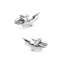 Men's Bat Cuff Links Shinning Silver Color Superheroes Movie Star Design Quality Brass Cufflinks