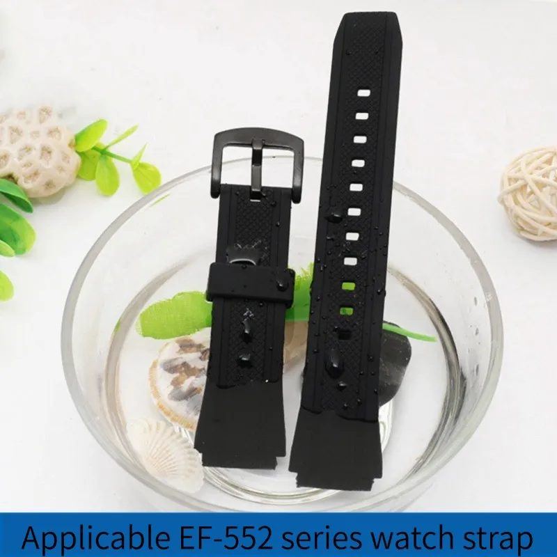 EF-552 Silicone Rubber Watch Strap For CASIO Edifice EF552 EF-552D EF-552PB-1A2 Watchband Waterproof Bracelet Men\'s Resin Strap