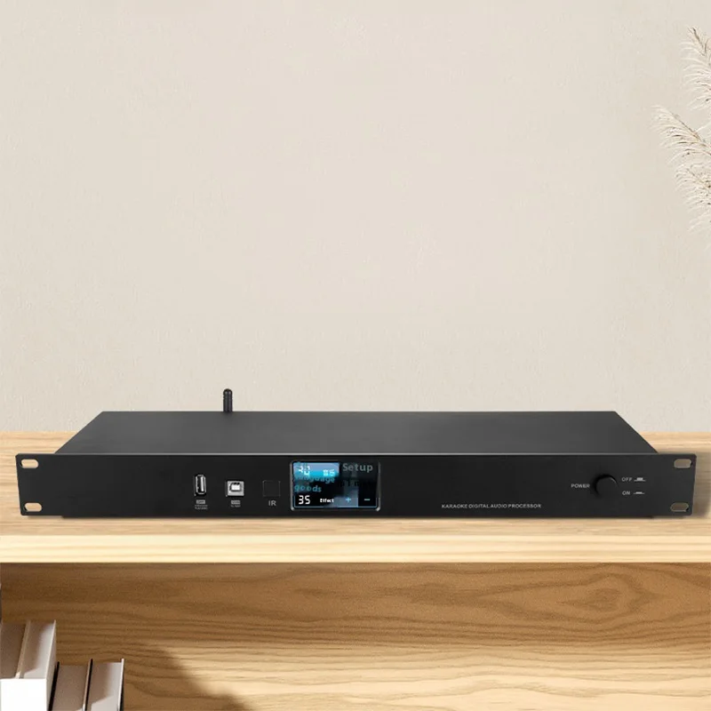 KTV Audio Processor With 4 Stage Feedback Elimination 7 Band Reverb EQ 10x2 Vocal Tuning For Professional Karaoke Systems