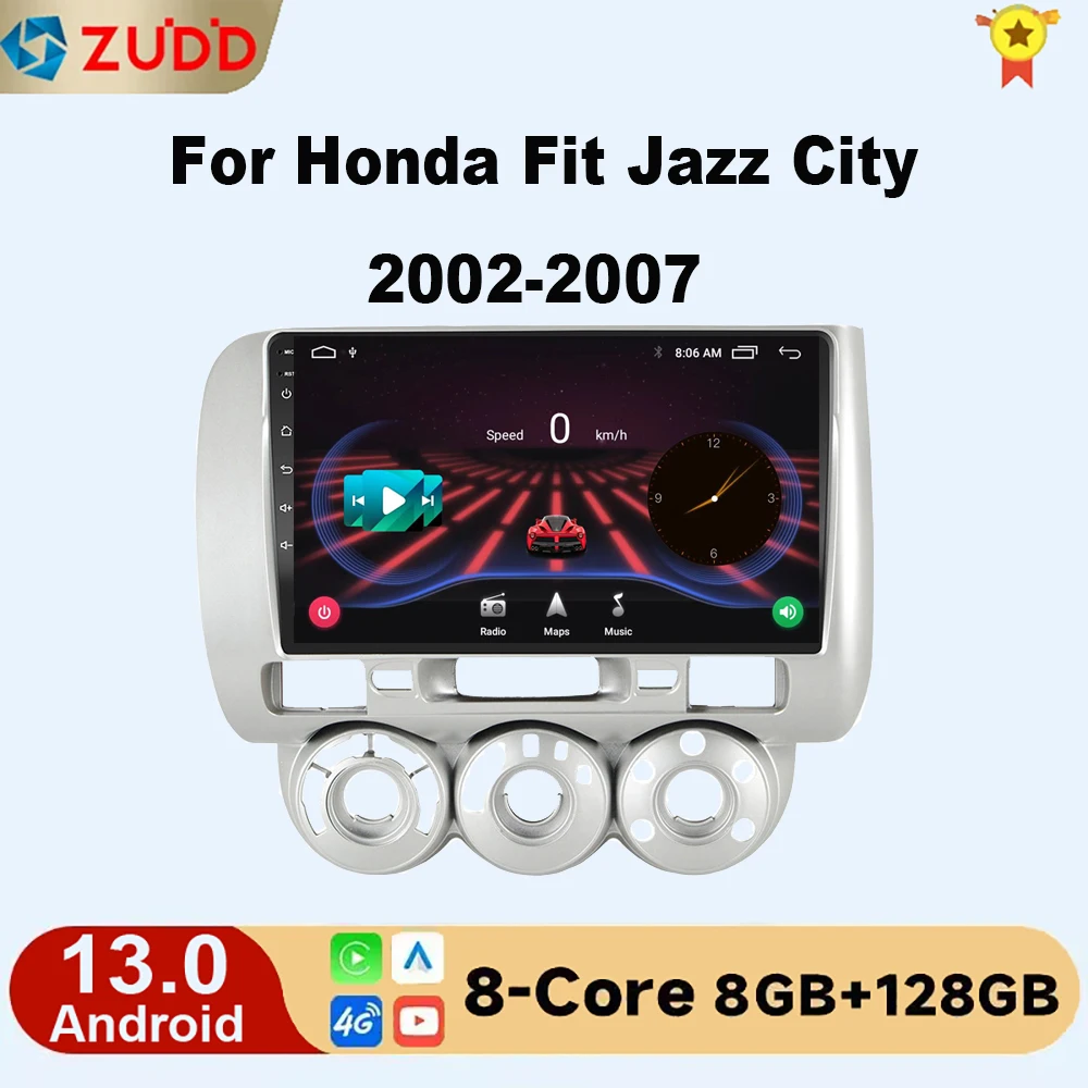 

2 Din Android 13.0 Car Stereo Radio Multimedia Video Player For Honda Fit Jazz City 2002 2003 2004 2005 2006 2007 GPS Navigation