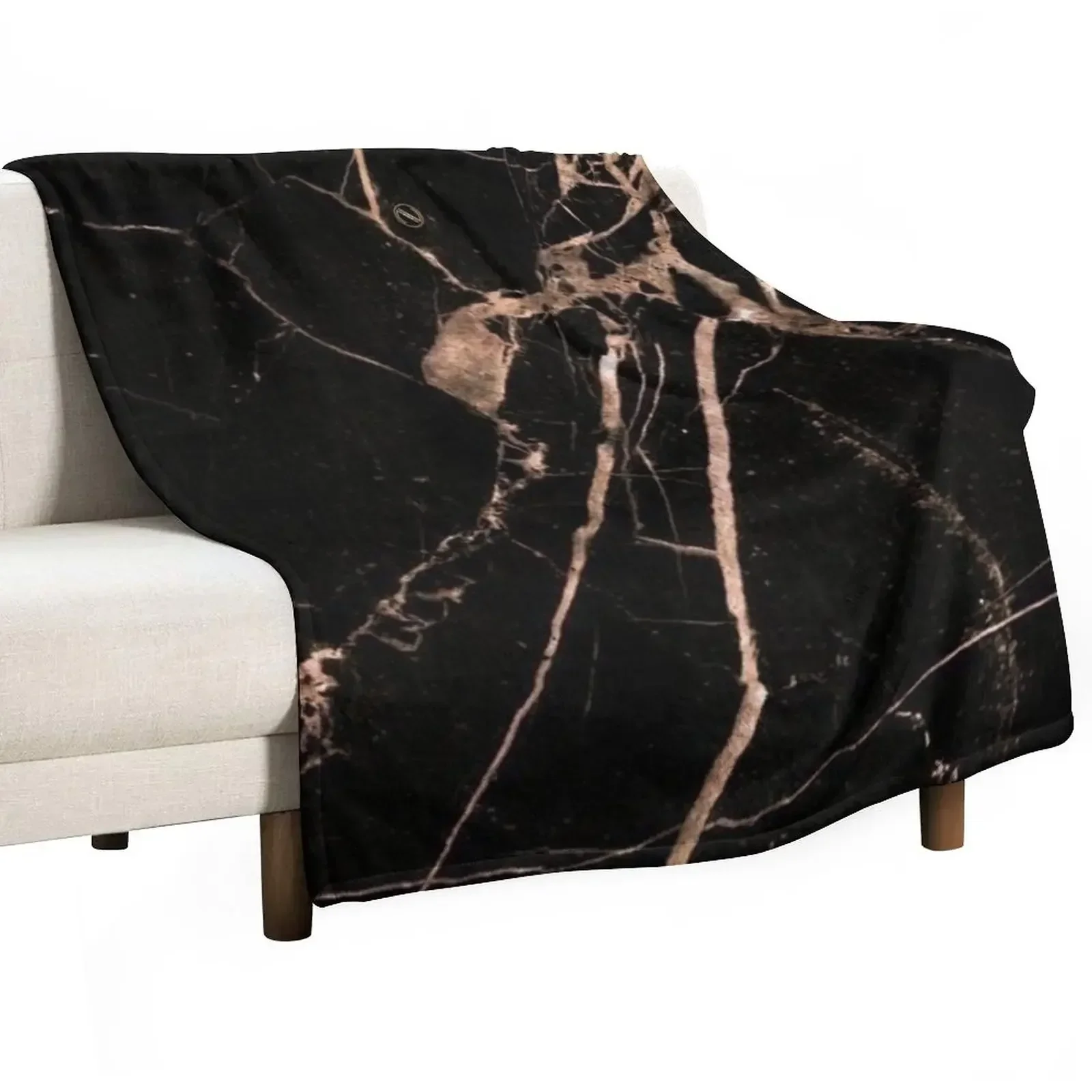 Black and Rose Gold Marble Throw Blanket Plaid Heavy Plush For Decorative Sofa Blankets