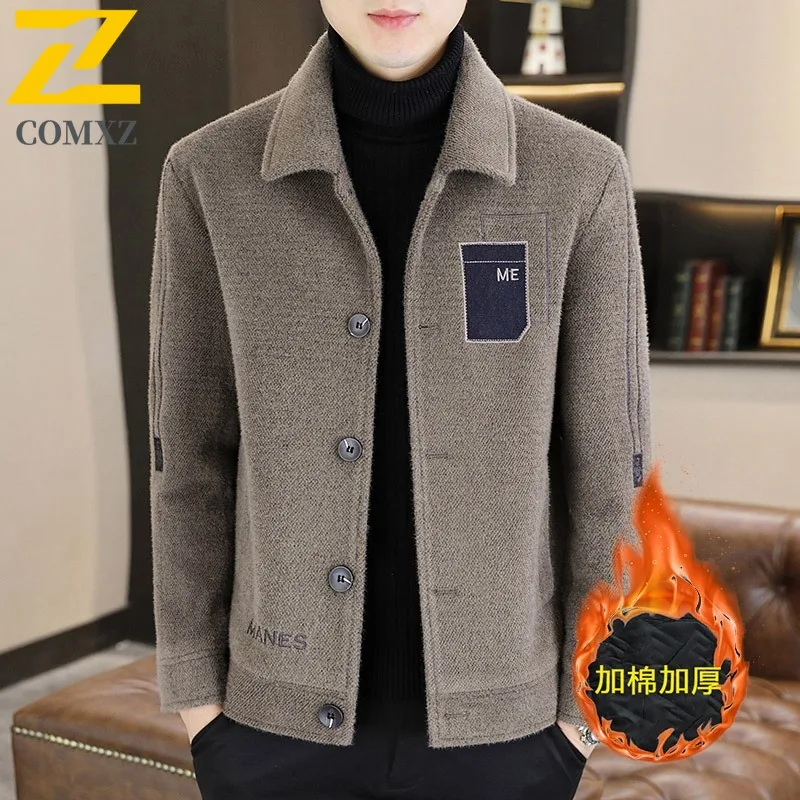 

COMXZ 2025 Wool Coat Men Short Autumn Winter Korean Casual Wool Thick Jacket waterproof and windproof lightweight windbreaker