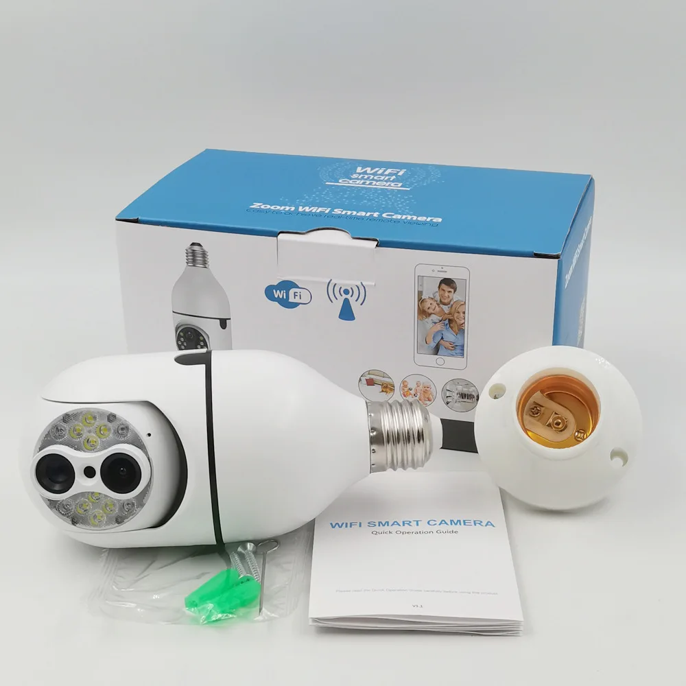 4MP IPC360Home APP 10X Zoom Dual Lens E27 Lamp Head Socket PTZ IP Dome Camera AI Humanoid Full Color Home Security Baby Monitor
