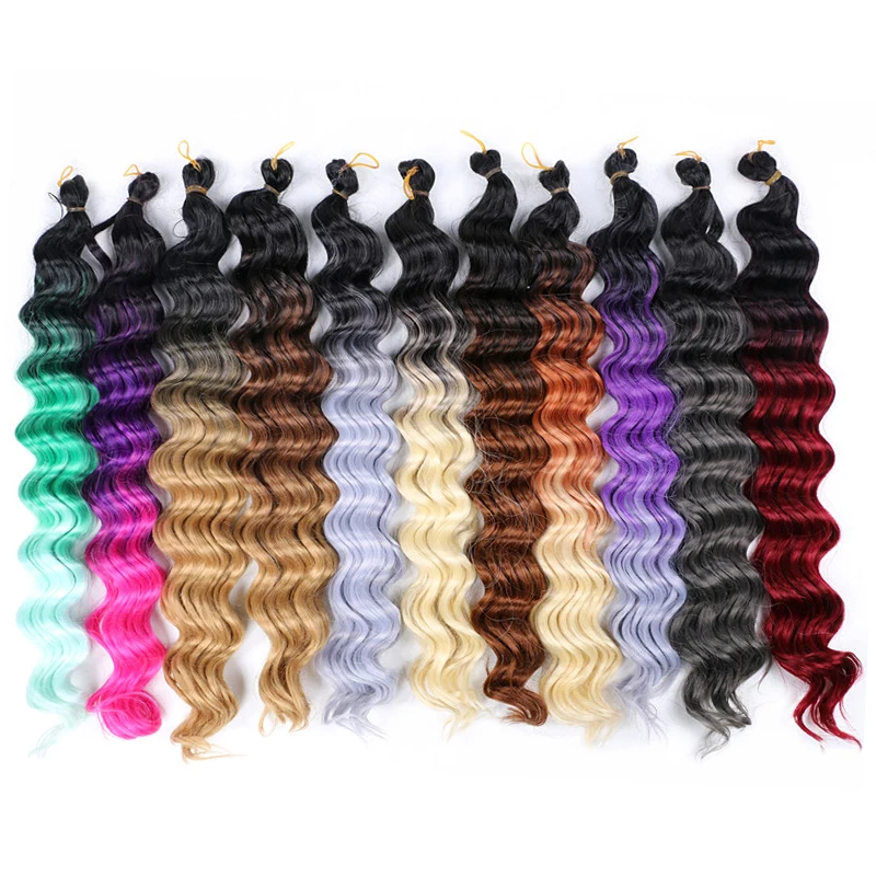 Full Star Ombre Deep Wave Bulk Crochet Braids Synthetic Hair Braiding Hair Black Brown Pink Gray 613# Color Crochet Deep Twist