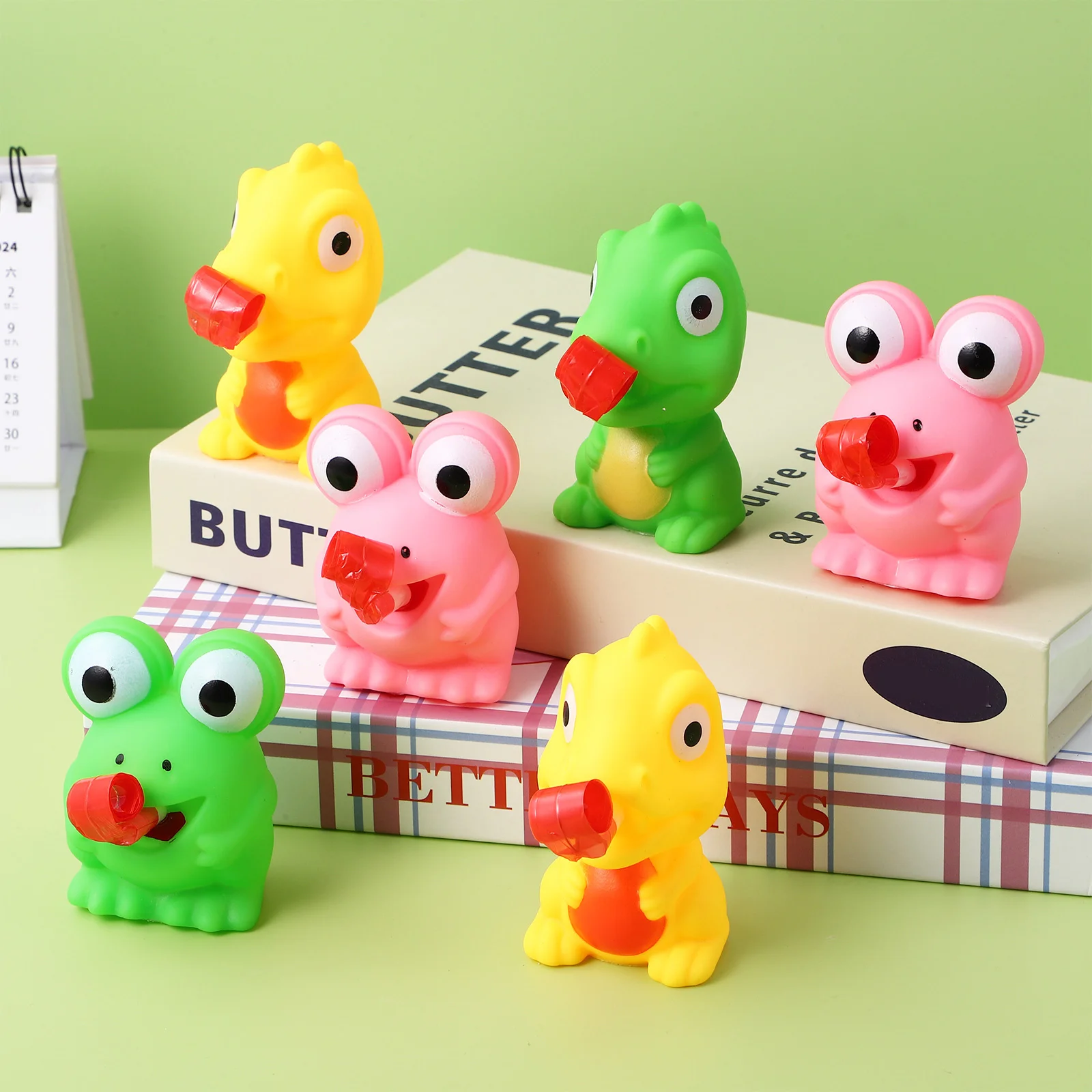 

6Pcs Frog Dinosaur Squishy Squeeze Tongue Popping Animal Stress Relief Desk Decompression Easter Basket Filler