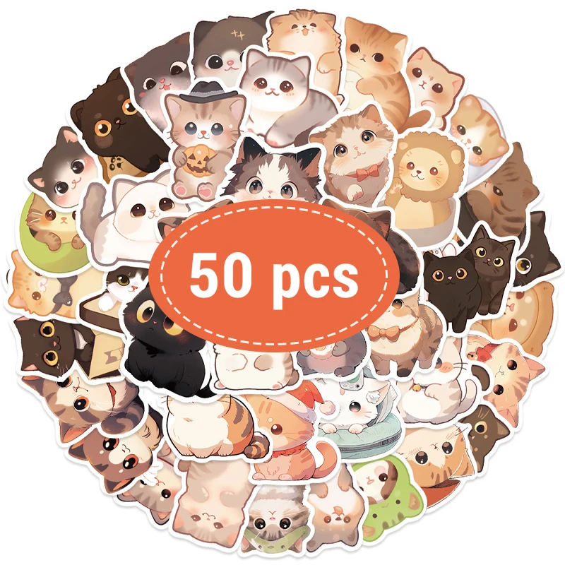 50 قطعة ملصقات القط مضحك الكرتون لطيف الحيوان الشارات اللعب DIY بها بنفسك سكرابوكينغ الغيتار على الجليد دراجة نارية الأمتعة لعب الاطفال ملصق #1