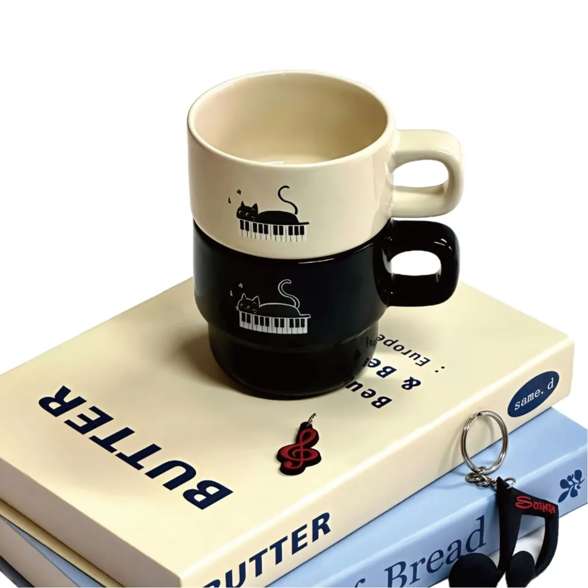 Ceramic Mug With Handle  Music Themed Personalized Gift For Music Lovers Office Household Coffee Cup Stackable Cup