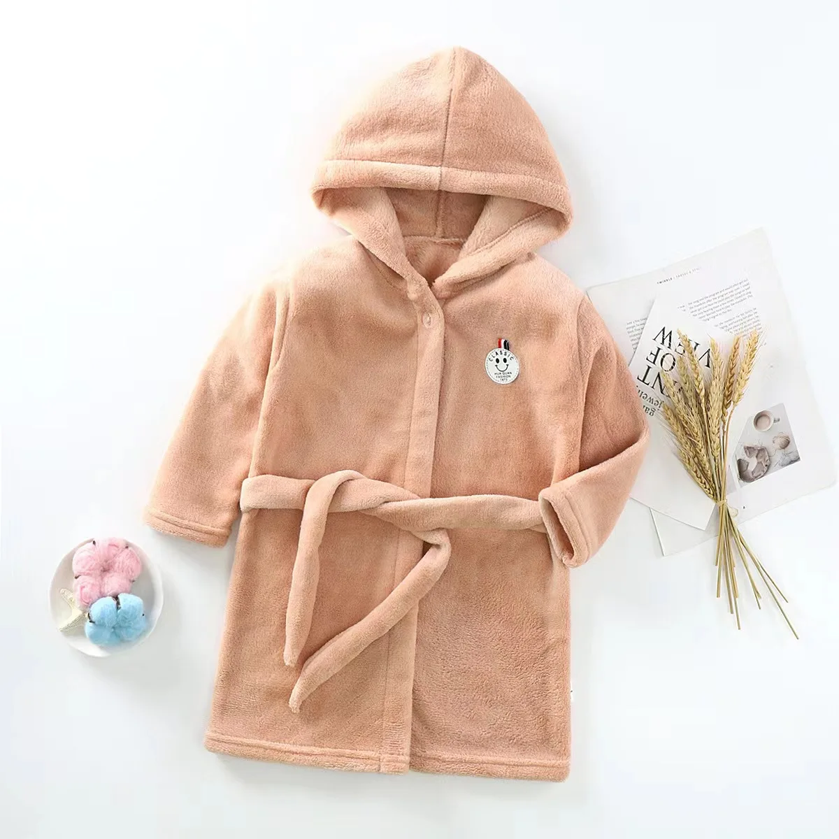 luxury classics design hooded Polyester fleece flannel Baby Kids robe Animal Bathrobe  for boys and girl