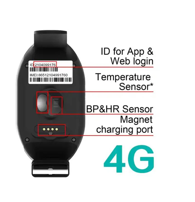 4G Gps Tracker Armband Sos Call Temperatuur Sensor Hartslag Bloeddruk Monitoring Ouderen Volwassen Horloge