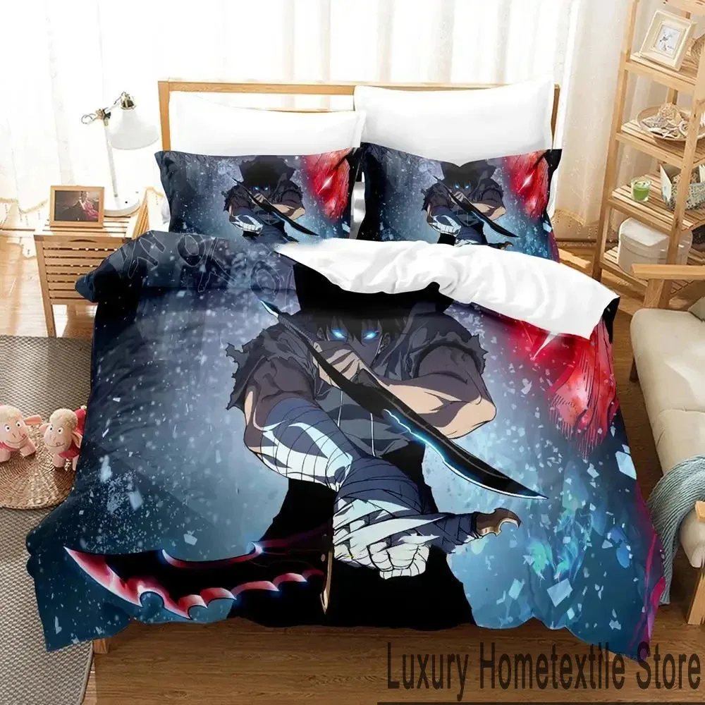 

3D Print Anime Solo Leveling Bedding Set Duvet Cover Bed Set Quilt Cover Pillowcase Comforter king Queen Size Boys Adult Bedding