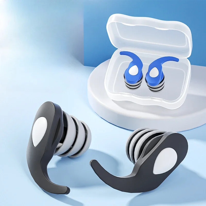 3 طبقات للحد من الضوضاء واقي أذن مقاوم للماء للنوم والسباحة، زوج واحد من سدادات الأذن المصنوعة من السيليكون لإلغاء الضوضاء