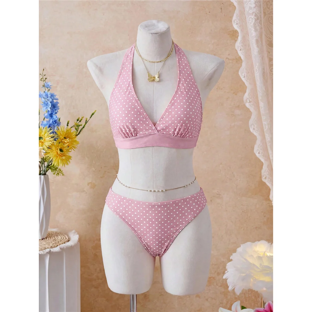 S - XL Mit Rock, Polka-Dot-Blumen-Bikini, Damen-Badebekleidung, dreiteiliges Bikini-Set, Badeanzug, Badebekleidung, Schwimmbekleidung V8518 – Detail 19