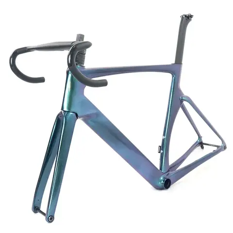 STLFCustom 페인트 FM237 BB386 700*28C 도로 디스크 프레임 핸들 바가 있는 탄소 도로 자전거 프레임 셋