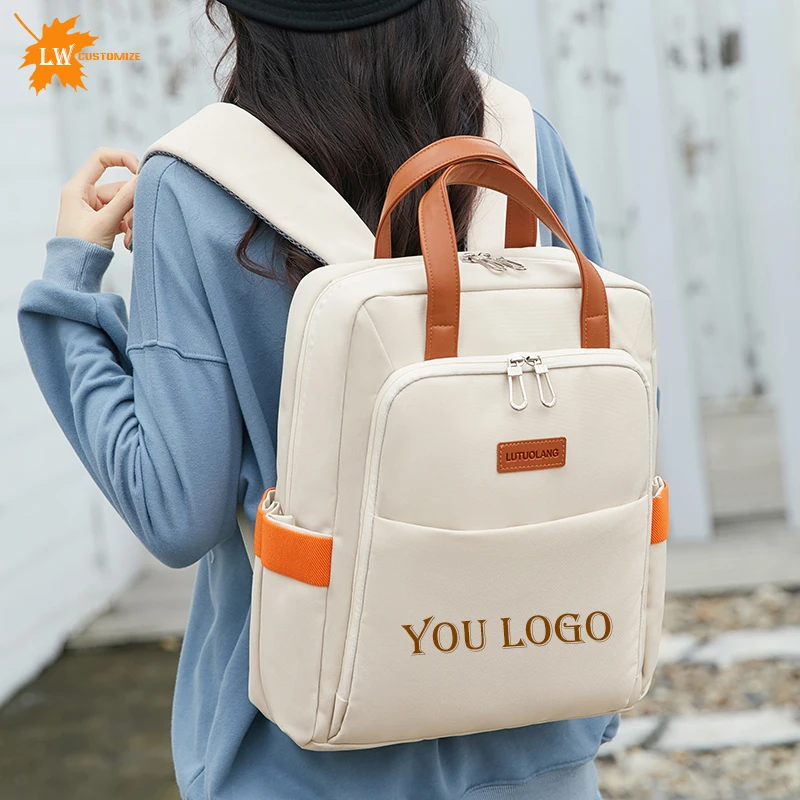 Fashion Women's Backpack Custom Logo Youth Boys Girls Travel Backpack Academy Simple Schoolbag Computer Bag Printed Name Pattern