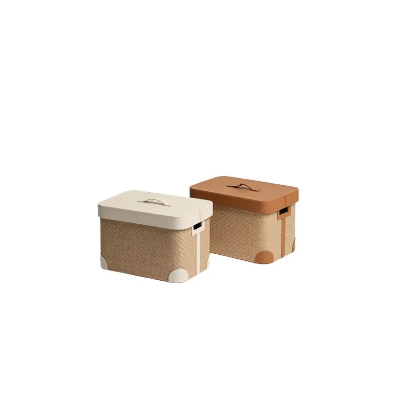 

Jute hand-woven Italian fiber leather dirty clothes basket basket with lid multi-purpose storage box