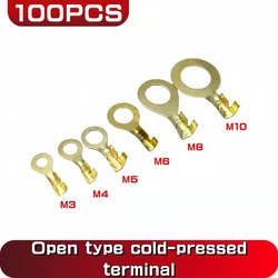 100PCS M3/M4/M5/M6/M8/M10 Ring Lugs Ring Eyes Copper Crimp Terminals Cable Lug Wire Connector Non-insulated Diy Assortment Kit
