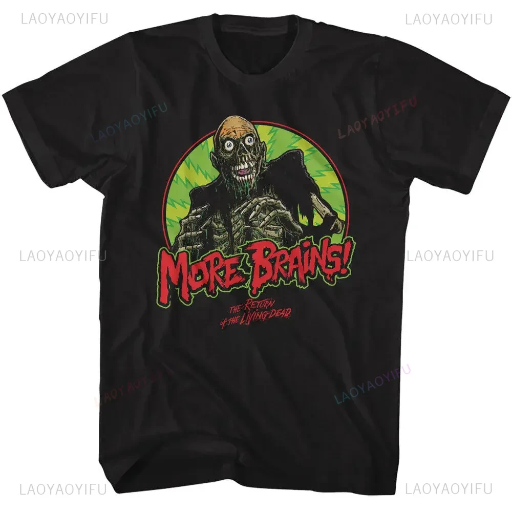 The Return of The Living Dead Vintage Nostalgia Movie Tarman More Brains Mens T Shirt Scary Merch Short-sleev Printed Tops