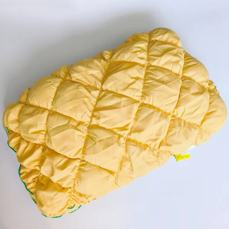 Fluffy Yellow Pineapple Grid Sleeping Pillow Polyester&Cotton Face 3D Bread AB Side Comfortable Pillow Core Home Adult 48*74cm