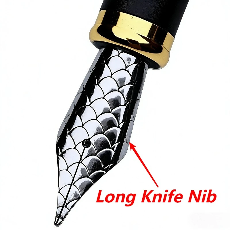 PK Asvine, BALAOYE Hard Rubber Bock Nib Fountain Pen Fish Scale Long Knife Bent Nib Ink Pen Business Stationery Cheap Sale Gift