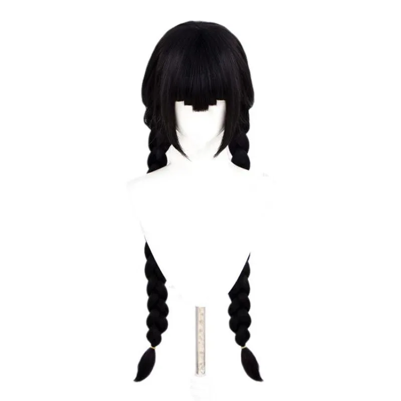 1 قطعة قزم فتاة سوداء طويلة مستقيمة شعر مستعار كوس #4