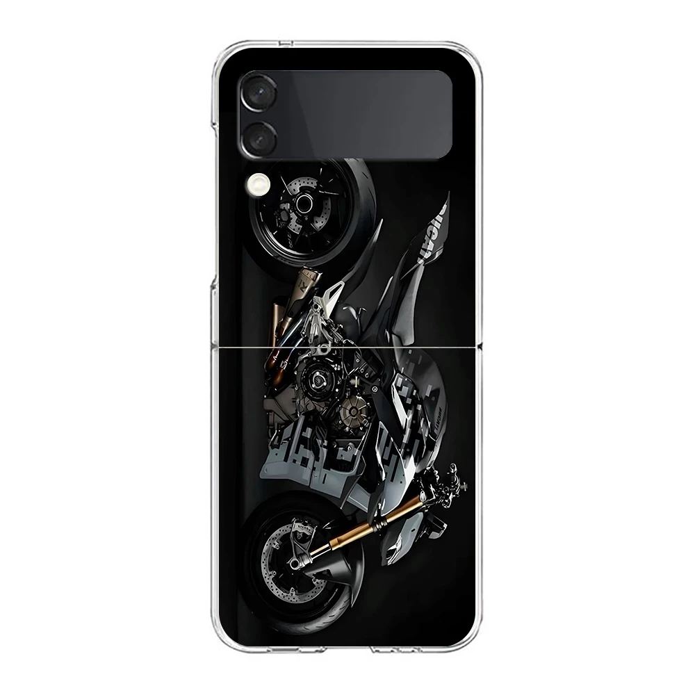 Sport D-Ducaties Cool Motorrad Phone Cover For Samsung Galaxy Z Flip 6 5 4 Case Transparent For Samsung Z Flip 3 Hard PC Shell