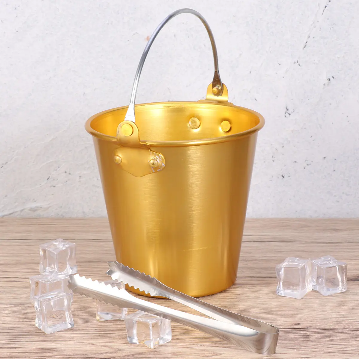 Aluminum Alloy 1.25 Liter Ice Bucket Polished Rustproof Carry Handle Bar Ktv Wine Bucket Ice Container for Party