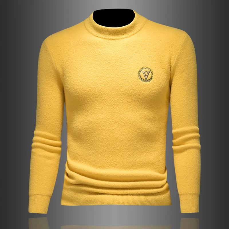 

Модный мужской теплый трикотажный джемпер с длинным рукавом, комфортный, мягкий, с круглым вырезом, для зимы, повседневный стиль