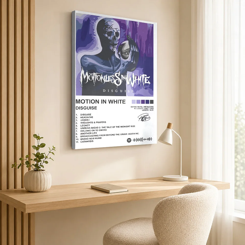 Motionless In White Disguise Album Cover Canvas Poster Personalized Retro Music Canvas Wall Art for Studio Decor Ready to Hang