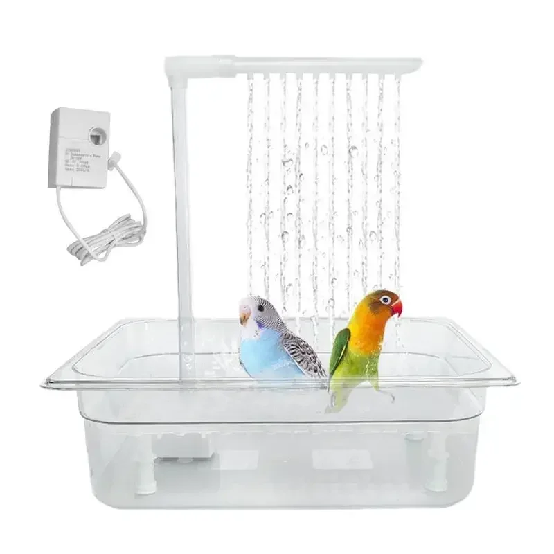 

Bird Bathing Tub Shower Box Automatic Parrot Bath Fountain Multipurpose Bird Bathtub With Multiple Faucets For Parakeet Cleaning