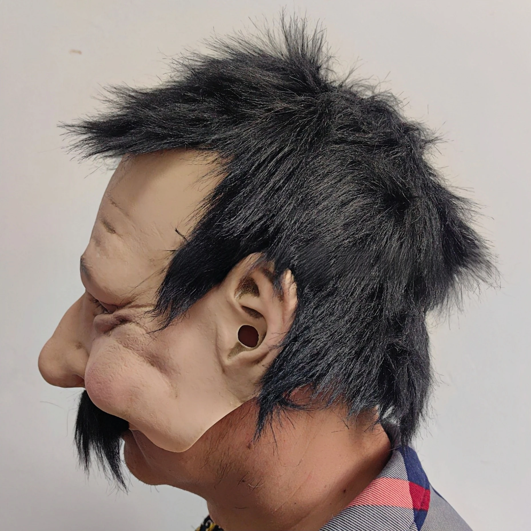 رجل عجوز واقعي نصف وجه قناع اللاتكس هالوين تأثيري مضحك الجد الكمامة الدعامة الأدوار زي للرجال #3