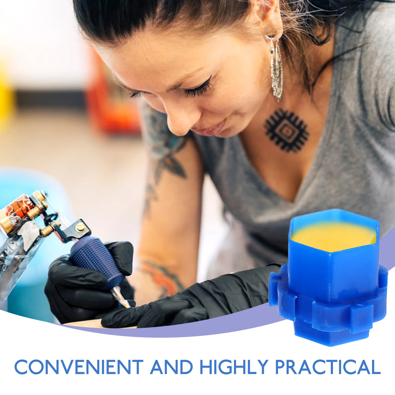 

200Pcs Plastic Ink Cups Small Tattooing Color Cups Sturdy Material Resistant to Breakage for Reliable Ink Holding