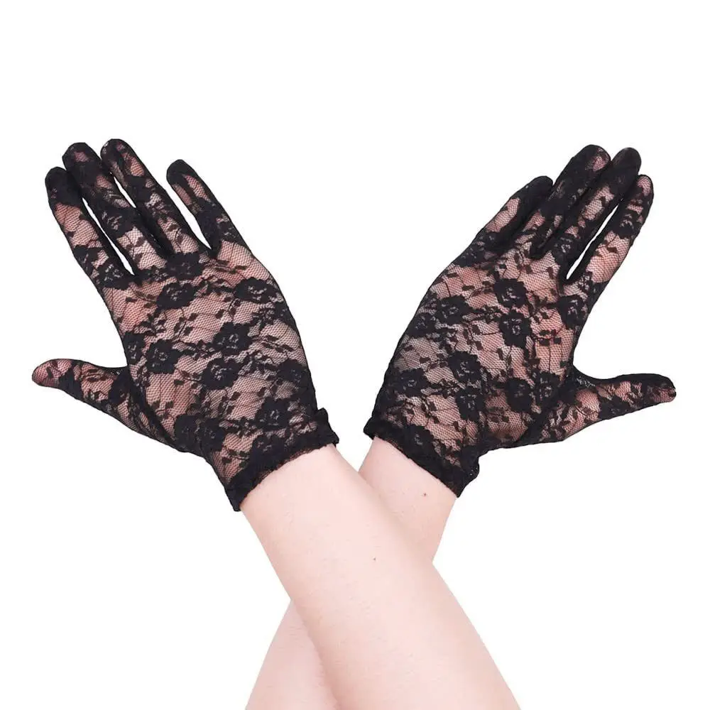 Fashion Thin Bride Lace Gloves Goth Elegant Short Sunscreen Gloves Party Gloves For Women Female