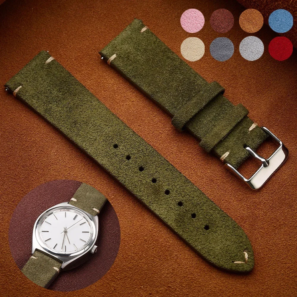 Vintage Suede Watch Strap Quick Release Watchband 20mm 22mm 18mm Handmade Wristband for Men Women Sport Bracelet Accessories