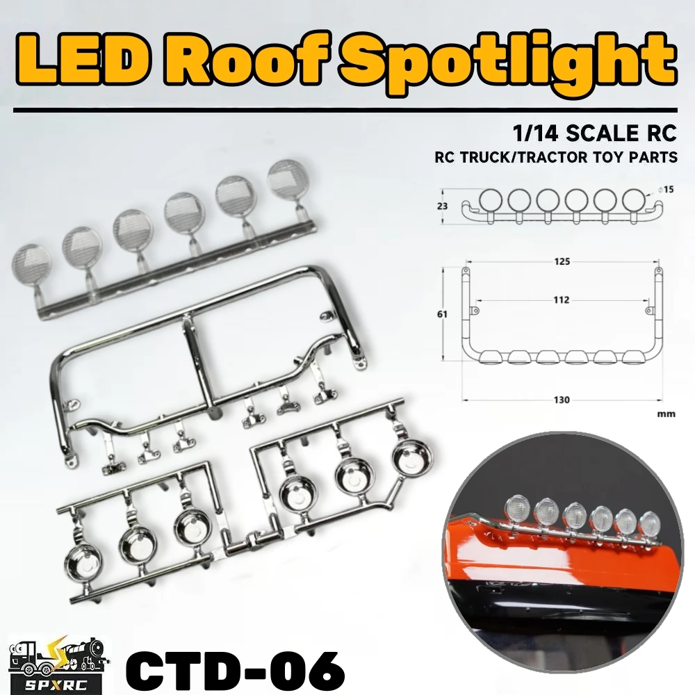 LED Roof Spotlight Front Lights CTD-06 Upgrade For 1/14 Tamiya RC Scaniaa 770S MANN Benzz Actros Trailer Tipper Crawl Car Parts