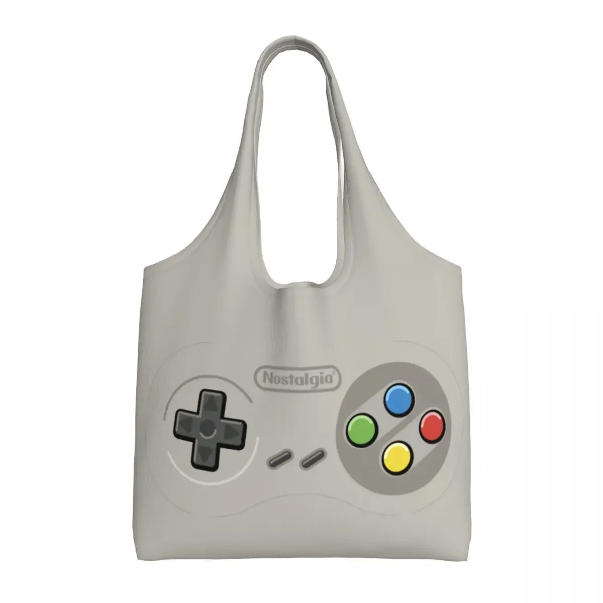 Custom Video Game Turbo Controller Nostalgia Groceries Shopping Bag Canvas Shopper Tote Shoulder Bags Capacity Portable Handbag