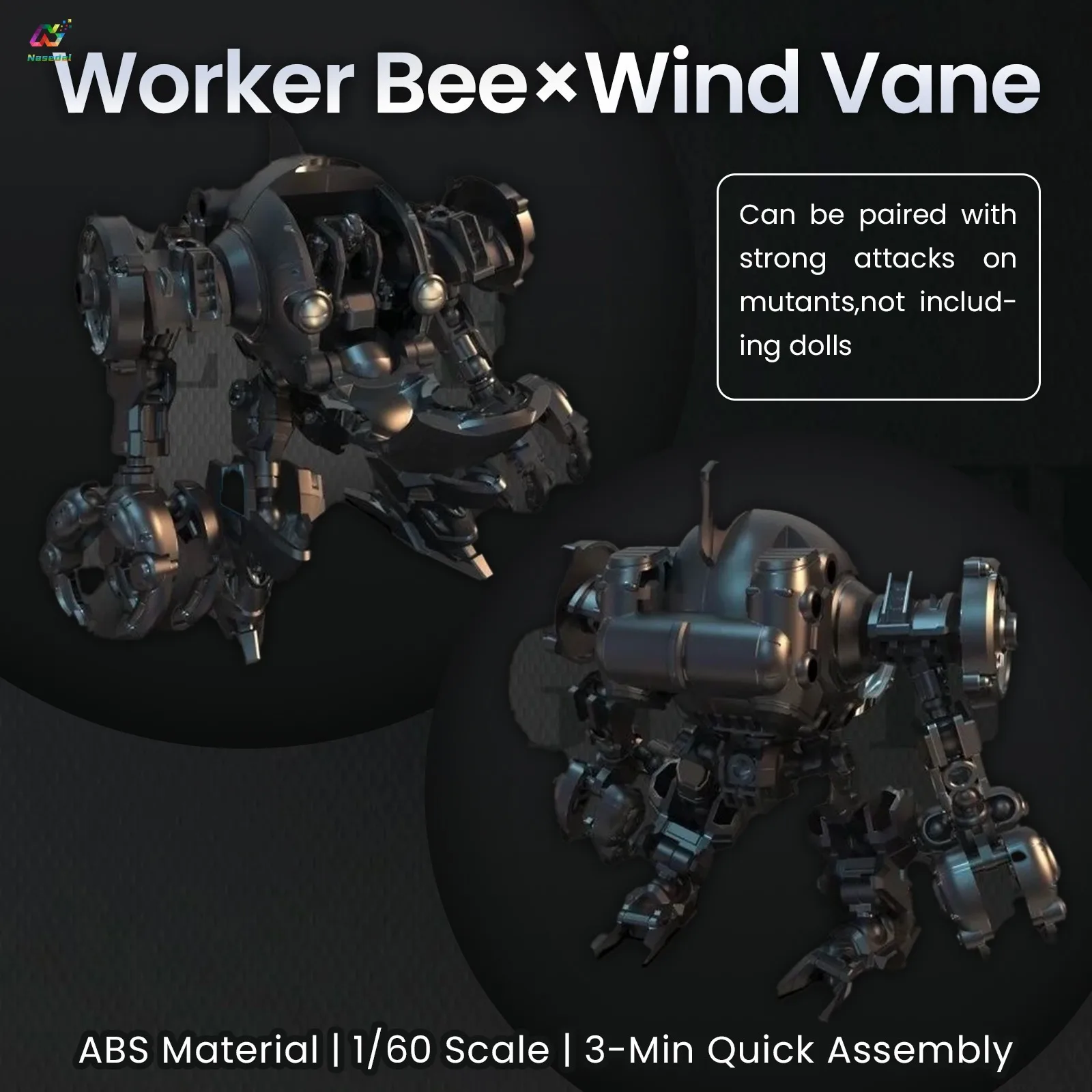 Sheik Mainland 3pcs/Box 3MIN Project Worker Bee Fighter Assembly Mecha Kit 1/60 Scale ABS Material Assembly Model Toy Collection
