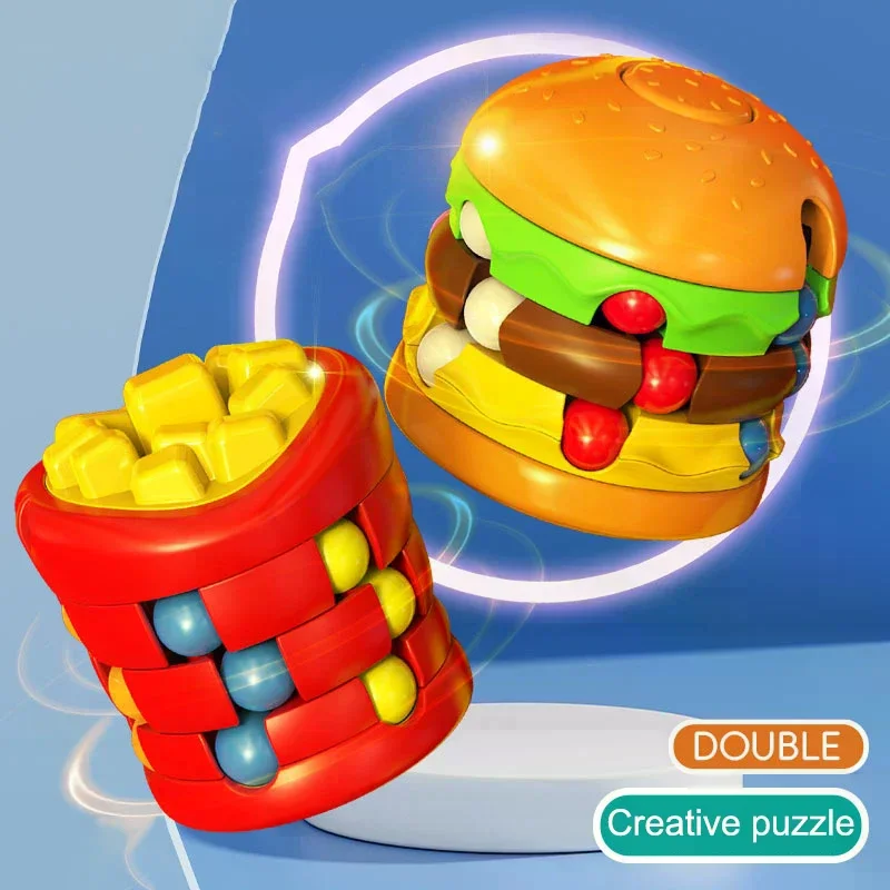 

Hamburger Fries Magic Bean Stress Relief Spiral Roller Ball Educational Creative Toy For Kids