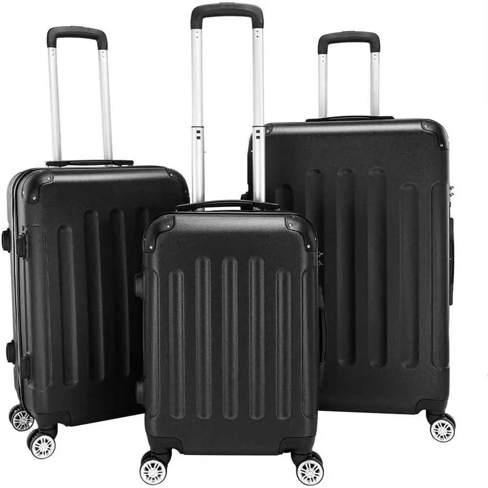 

3-Piece Large Spinner Suitcase Set with TSA Lock - Hard Shell, Suitable for Men & Women, 20, 24, 28 (Black)