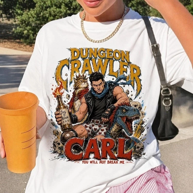Dungeon Crawler Carl Shirt Princess Donut and Mongo Graphic Tee DCC Lit RPG Fan Short Sleeve T-shirts for Unisex All-Season