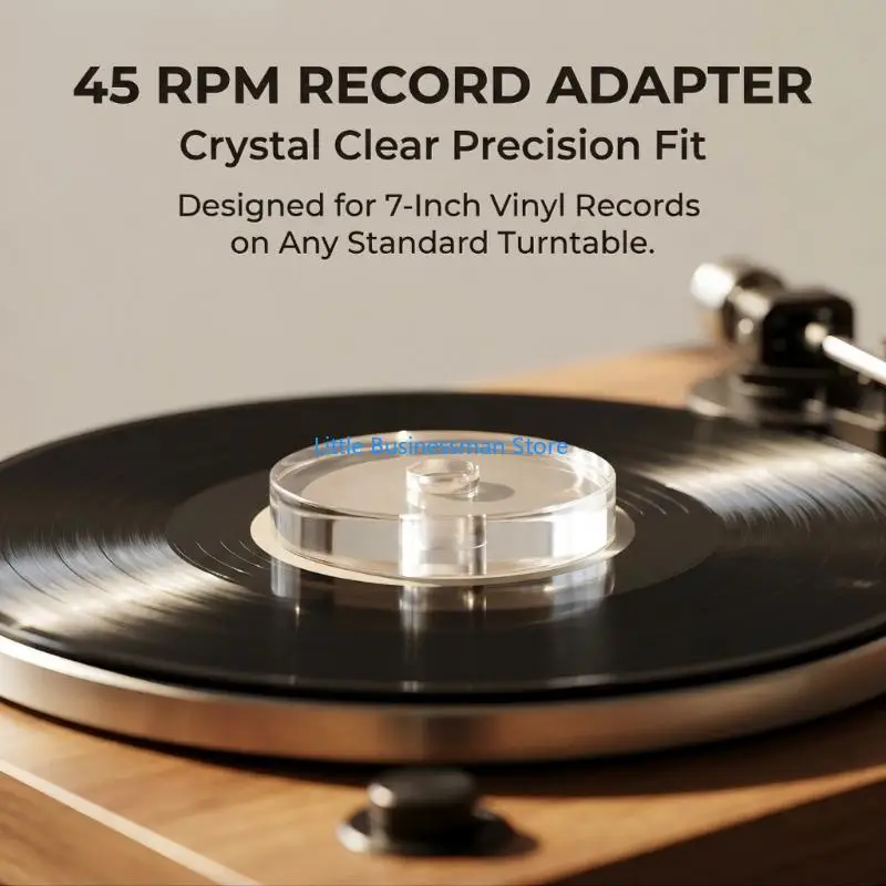 Großloch-Schallplattenadapter für 7-Zoll-Schallplatten mit 45 U/min, transparenter Acryleinsatz mit erhöhtem Rand, Mittelöffnung – Detail 5
