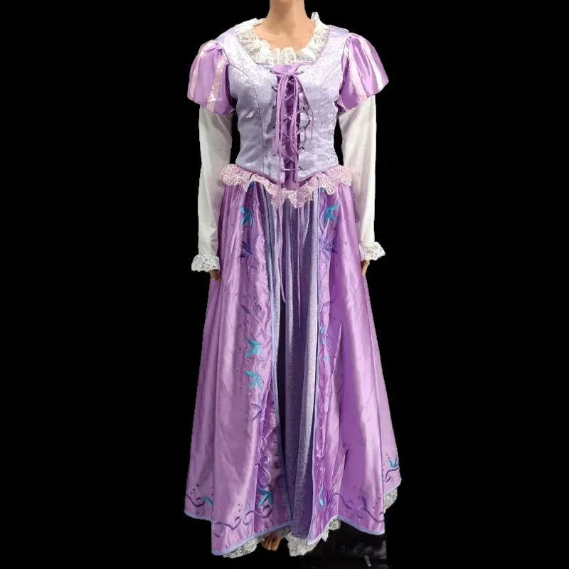 فيلم الأميرة رابونزيل تأثيري حلي يتوهم هالوين كرنفال حزب ثوب الكبار النساء فستان أرجواني KH2294