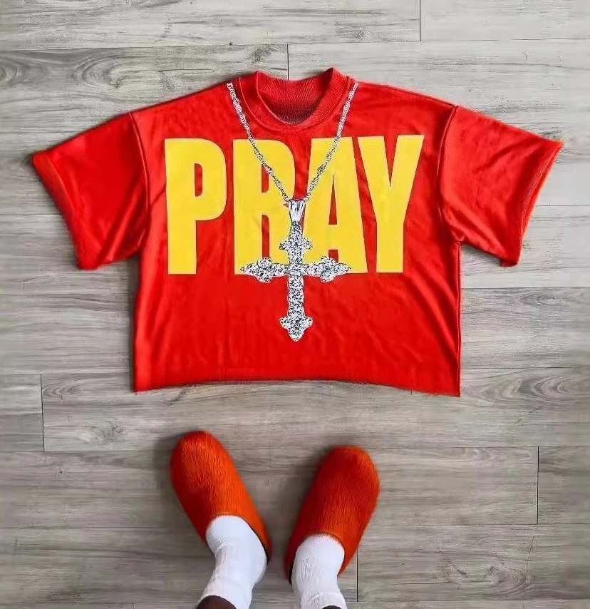 

Men's Fashion Oversized T-Shirt 200g Men's New Short-sleeved Cotton Vacation Pattern Short-sleeved Round Neck Couple Style