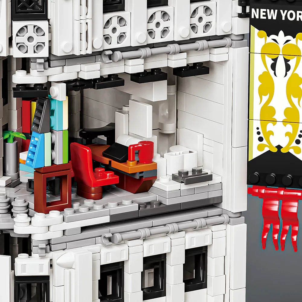 4500PCS MOC 플랫아이언 빌딩 모델 뉴욕 시티 스트리트 뷰 건축 모듈러 빌딩 블록 벽돌 퍼즐 장난감 어린이 선물