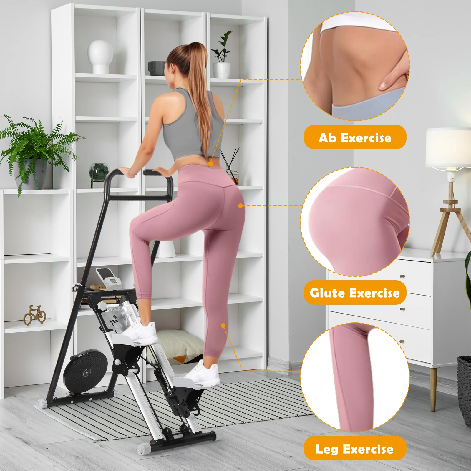 ستيبر متسلق الدرج العمودي لصالة الألعاب الرياضية المنزلية - تمرين كامل الجسم، قابل للطي مدمج، آلة تمارين القلب