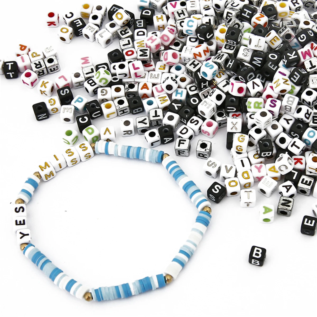 Professional 5-6mm Acrylic Alphabet Square Beads - 200/100pcs Multi-Size DIY Jewelry Supplies for Craft