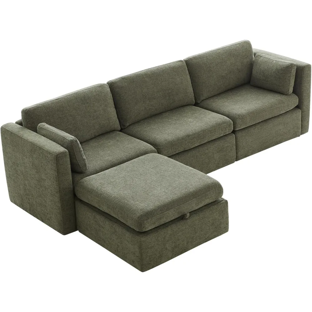 

Oversized Modular Sectional Fabric Sofa Set, L Shaped Couch Reversible Chaise Modular Sectional Couch, 4 Seat Modular Sofa