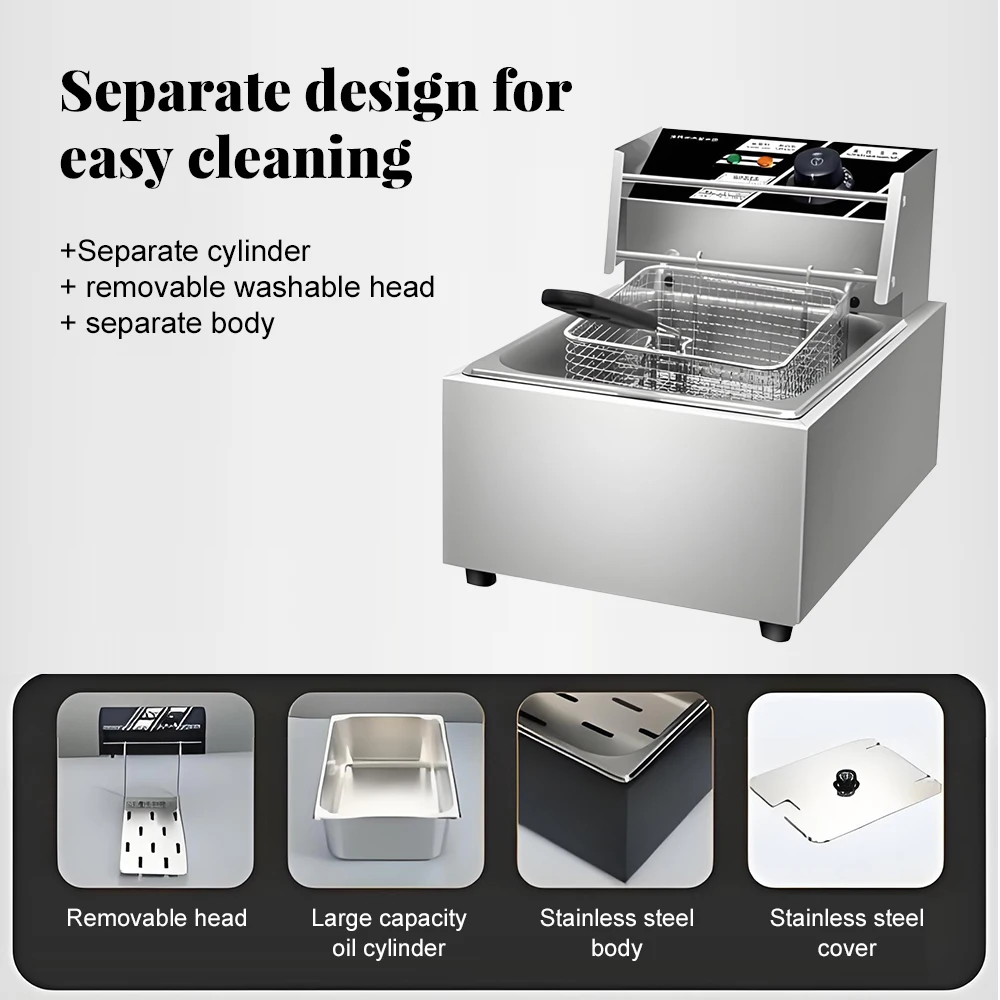 Электрическая масляная фритюрница, электрическая фритюрница большой емкости из нержавеющей стали для жареных шашлыков, палочек для теста и куриных крыльев